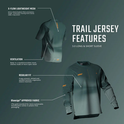 Maillot LEATT MTB TRAIL 3.0 Mujer Manga Corta Gris/Blanco