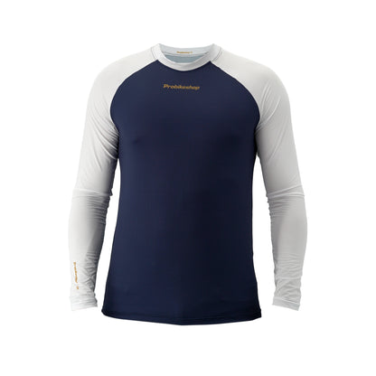 Maglia PROBIKESHOP By CHEF DE FILE FREERIDE Maniche Lunghe Blu Navy/Bianco