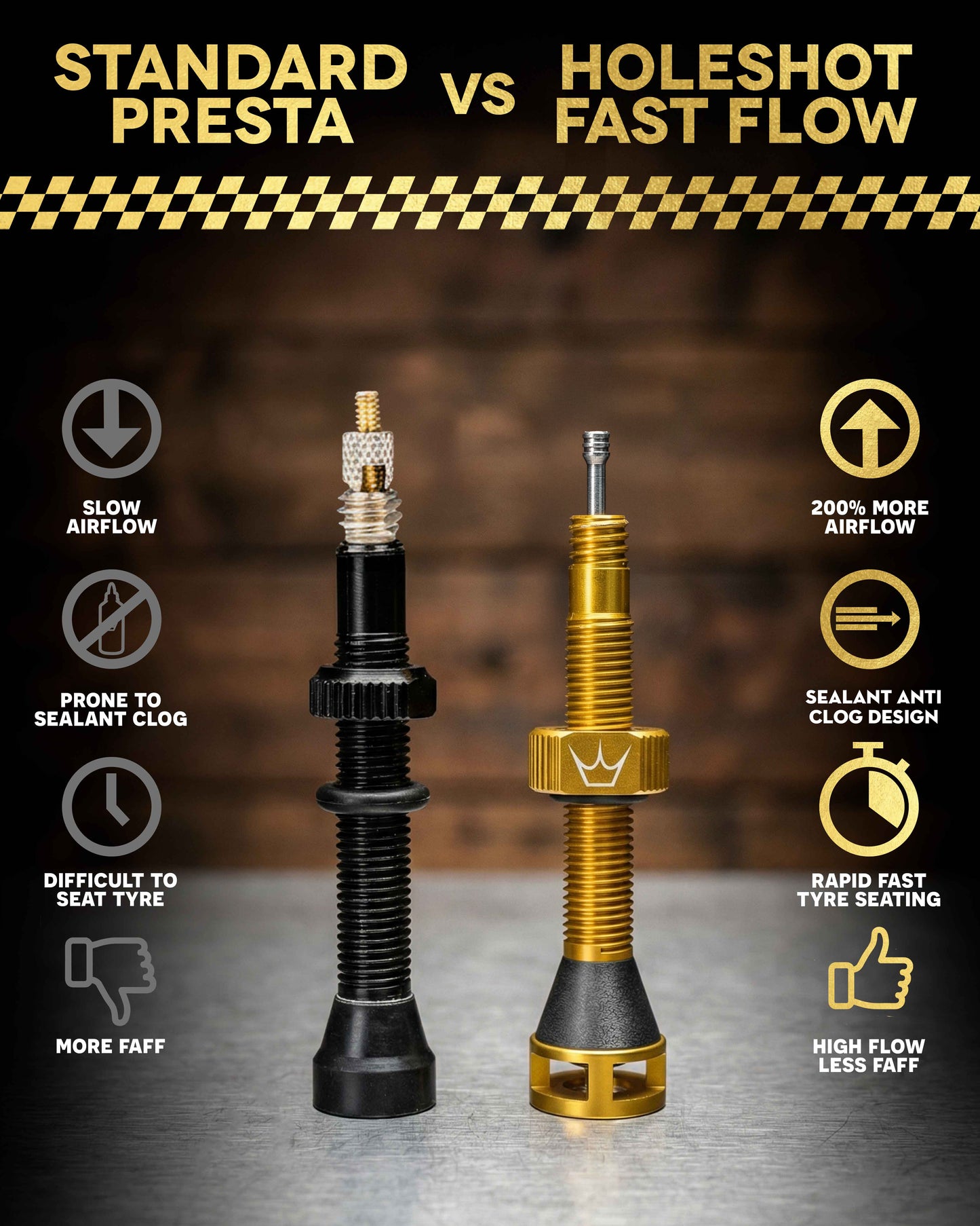 Valves Tubeless PEATY'S HOLESHOT FAST FLOW 60mm (x2) Or