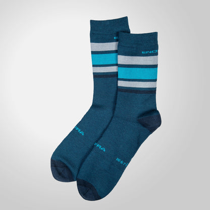 Skarpety ENDURA BAABAA MERINO STRIPE Niebieskie