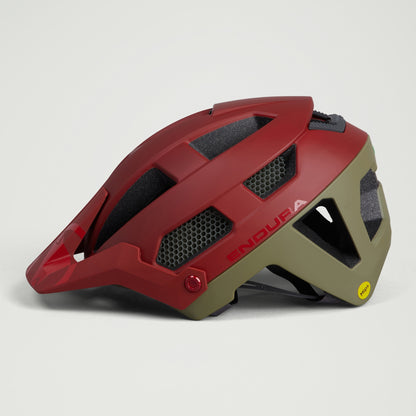 ENDURA SINGLETRACK MIPS Punainen/Vihreä maastopyöräkypärä
