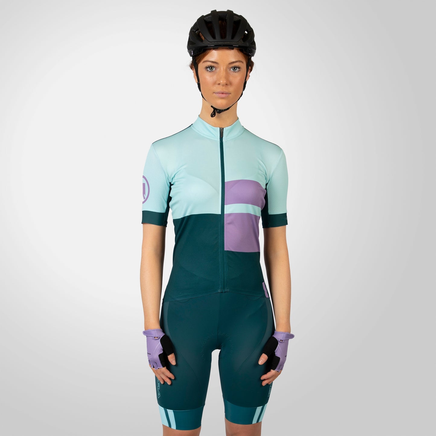 Camisola de manga curta ENDURA FS260 PRINT para mulher Verde/Púrpura
