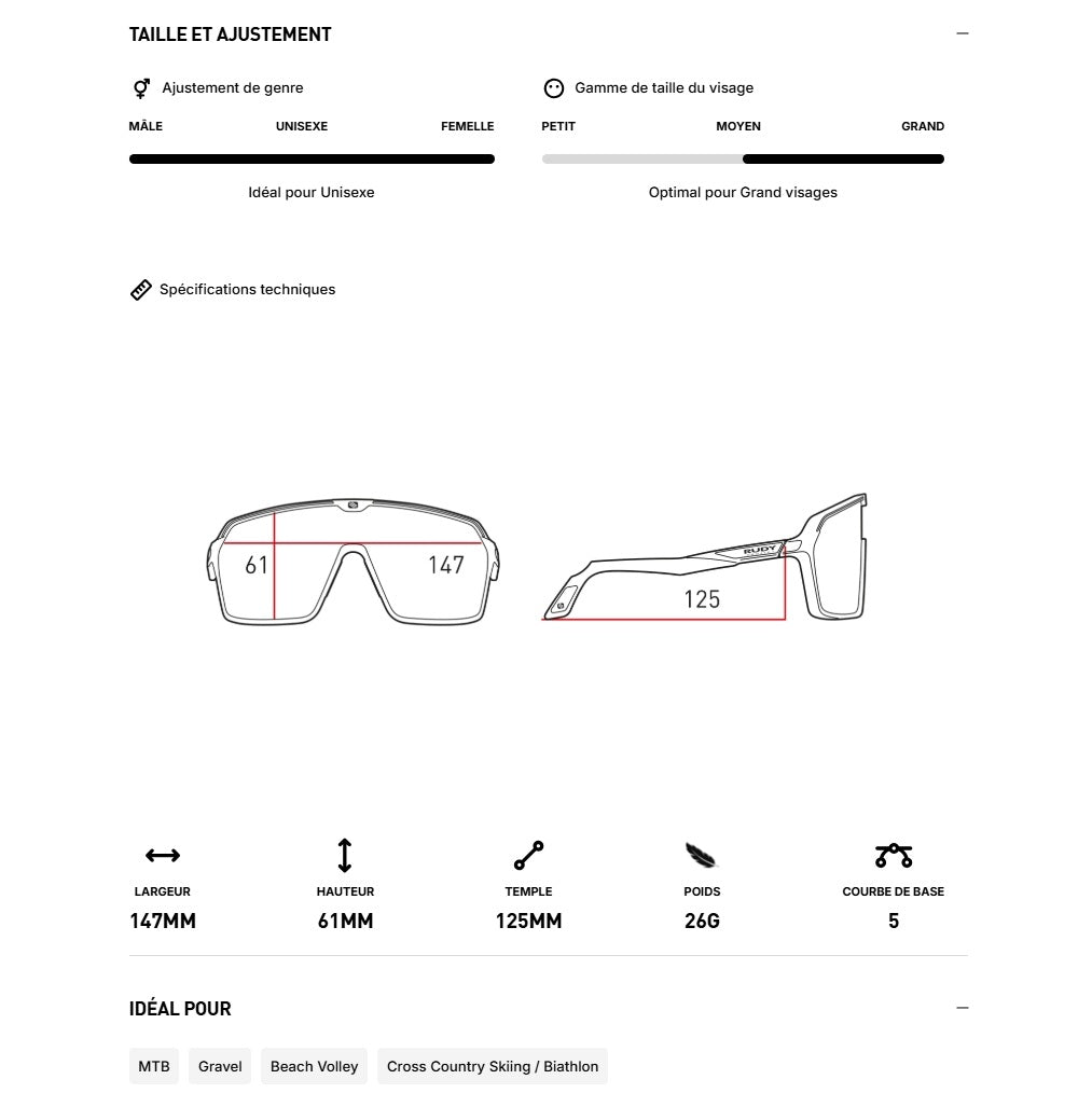 Lunettes RUDY PROJECT SPINSHIELD Blanc Verres RP Optics Multilaser Gold