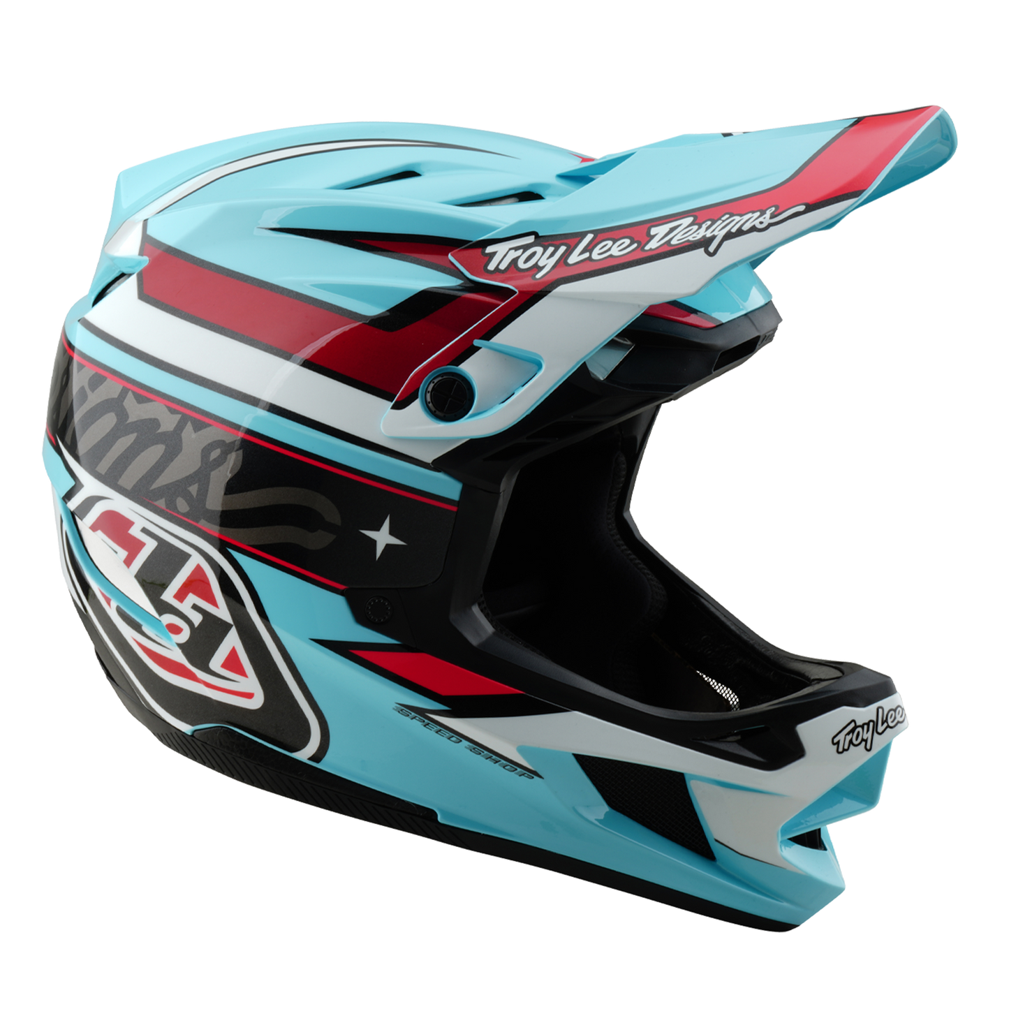 Casque VTT TROY LEE DESIGNS D4 POLYACRYLITE MIPS LINEAR Bleu