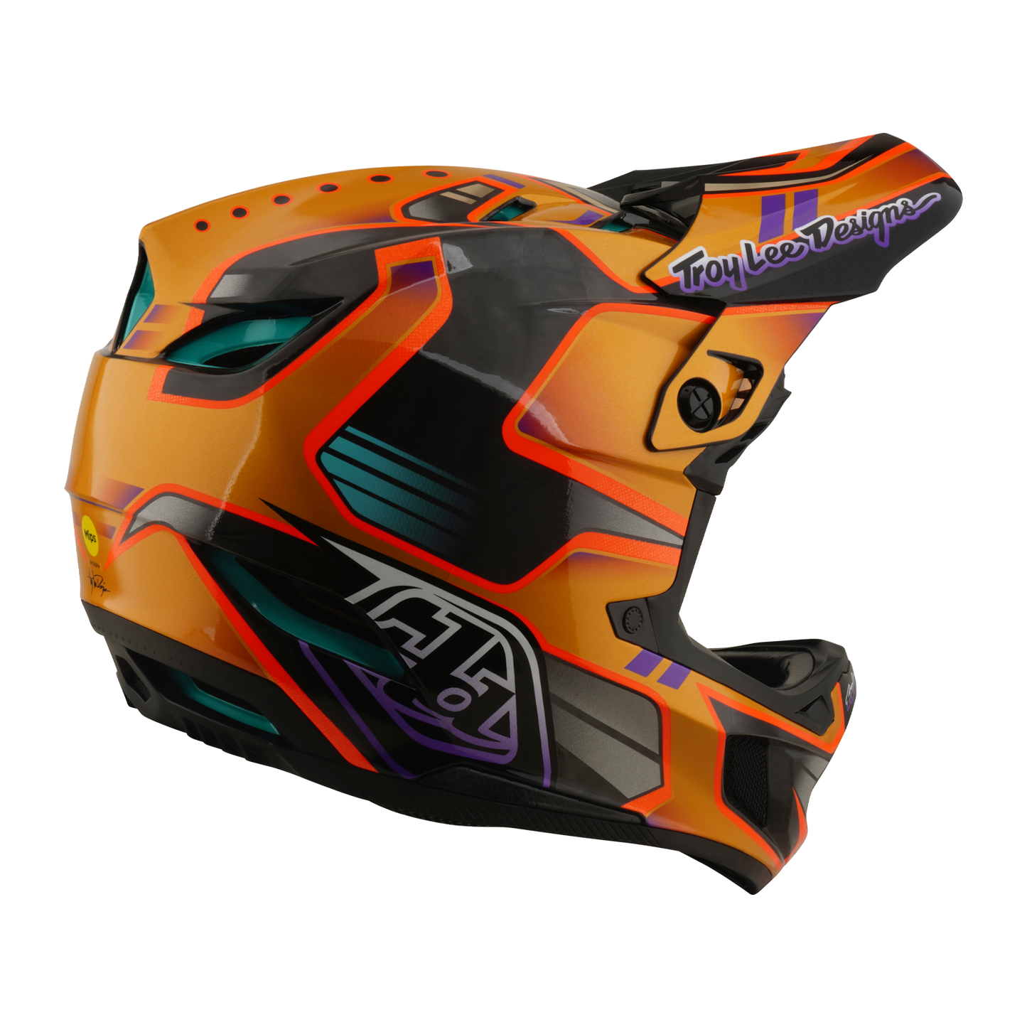 Casque VTT TROY LEE DESIGNS D4 CARBON MIPS Crest Gold