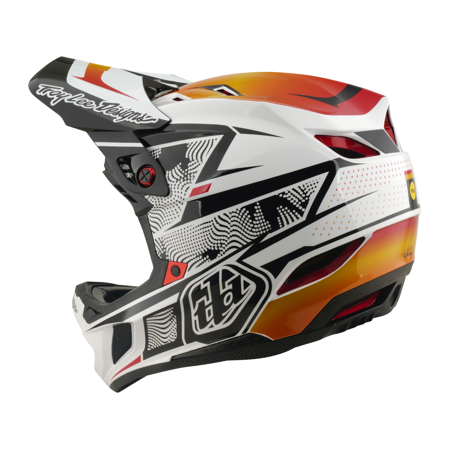 Casque VTT TROY LEE DESIGNS D4 COMPOSITE MIPS LINED UP Blanc
