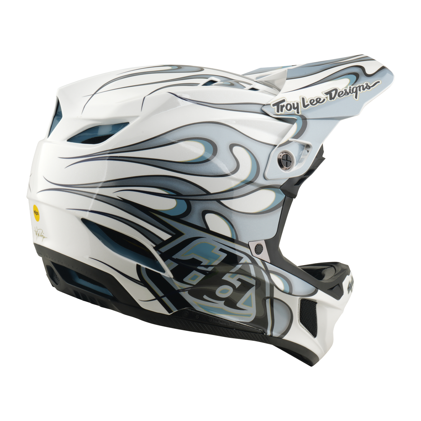 Casque VTT TROY LEE DESIGNS D4 COMPOSITE MIPS TORCHED Blanc/Argent