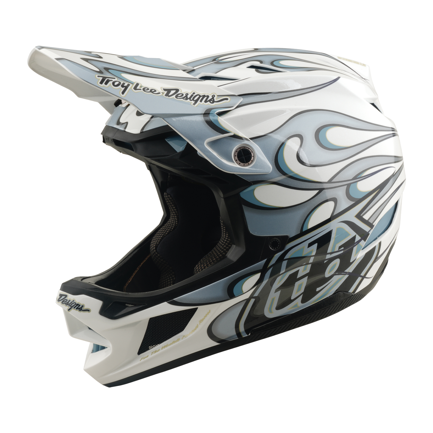 Casque VTT TROY LEE DESIGNS D4 COMPOSITE MIPS TORCHED Blanc/Argent