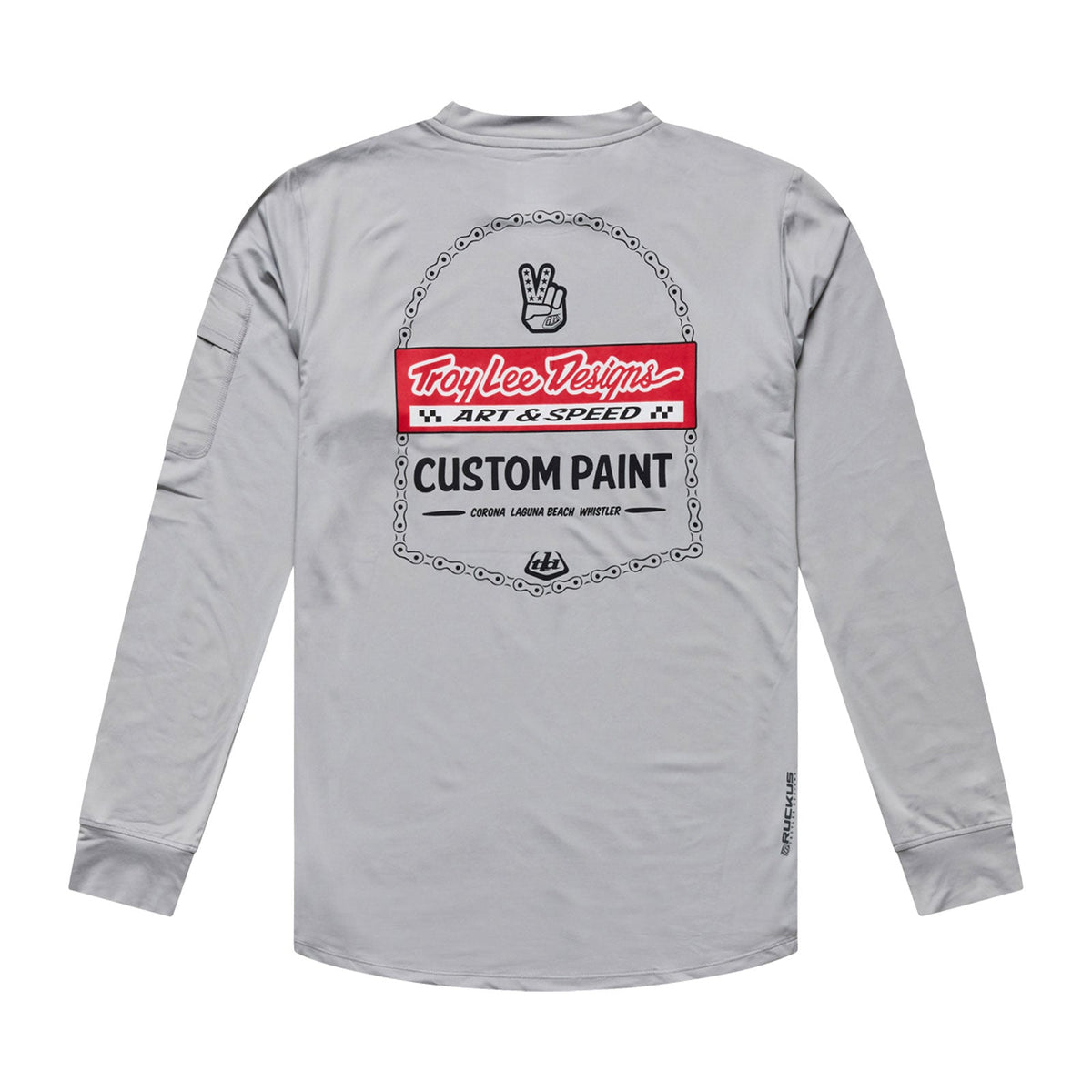 Tricou de ciclism cu mâneci lungi TROY LEE DESIGNS RUCKUS RIDE CUSTOM PAINT, gri mediu