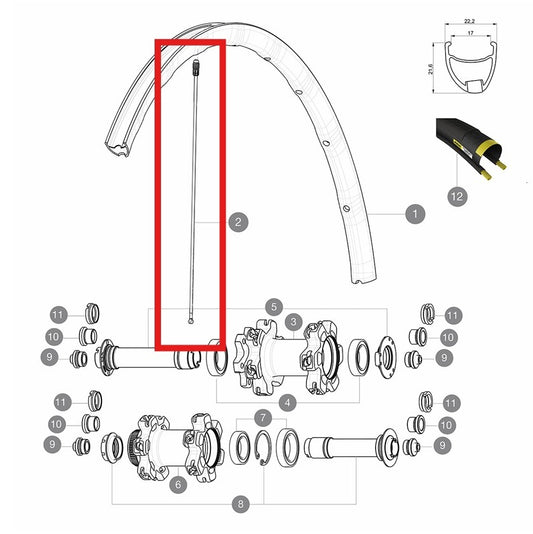 Σετ 12 μπροστινών ακτίνων MAVIC KSYRIUM PRO ALLROAD 291.5mm