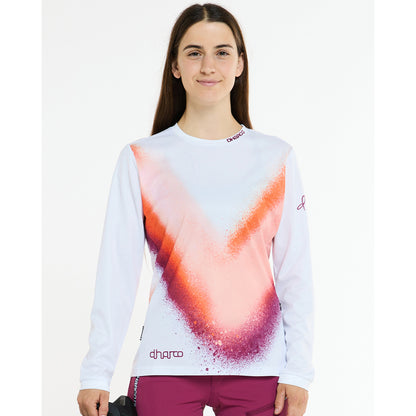 Maglia DHARCO GRAVITY FIREBIRD Maniche Lunghe Donna Bianco/Arancione
