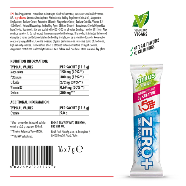 Stick d'hydratation HIGH 5 ZERO+ CREATINE (11.5g)  Citron