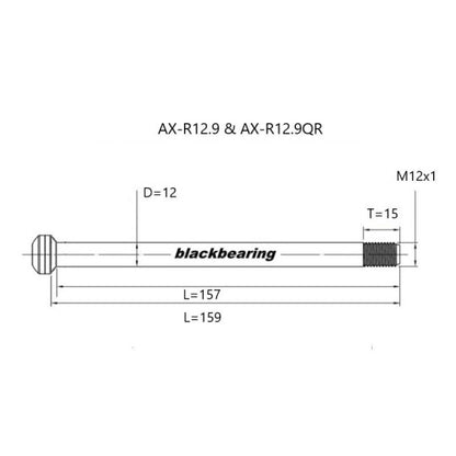 Bakre hjulaxel BLACKBEARING 12x135 mm (12mm-159-M12x1-15mm)