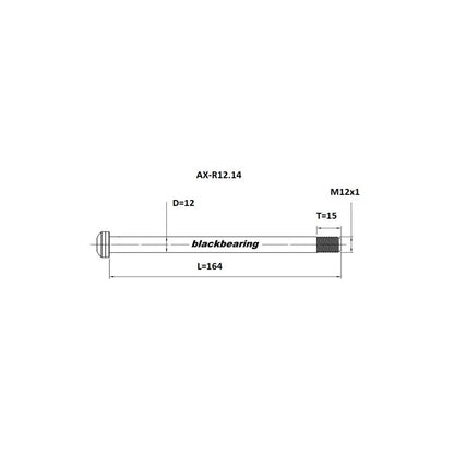 Eje de rueda trasera BLACKBEARING 12x142 mm (12mm-164-M12x1-15mm)