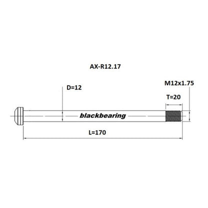 Zadní pevná osa BLACKBEARING 12x142 mm (12mm-170-M12x1.75-20mm)