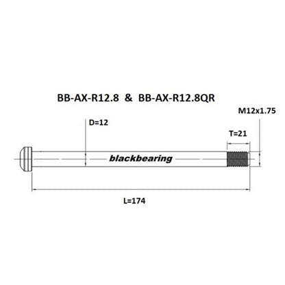 BLACKBEARING baghjulsaksel 12x148 mm (12mm-174-m12x1.75-21mm) QR