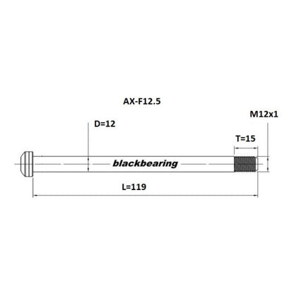 Άξονας Μπροστινού Τροχού BLACKBEARING Δρόμου 12x100 mm (12mm-119-M12x1-15mm)
