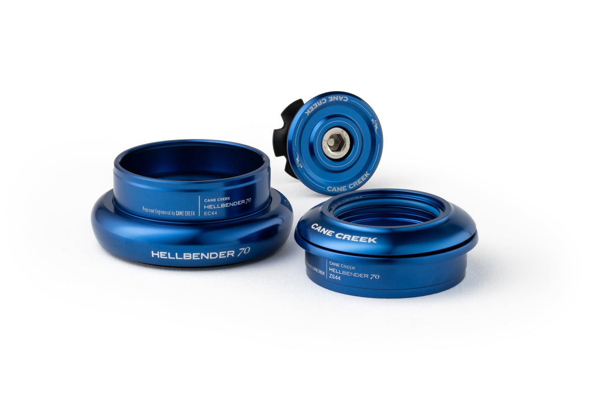 Stery półzintegrowane/zewnętrzne stożkowe CANE CREEK Hellbender 70 1"1/8–1,5" ZS44/EC44 niebieskie