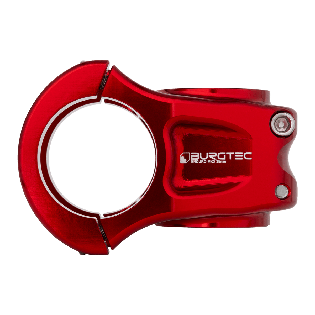 Attacco manubrio BURGTEC ENDURO MK3 rosso — vista laterale