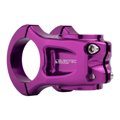 Attacco manubrio BURGTEC ENDURO MK3 viola — vista posteriore a tre quarti