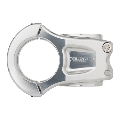 Potence BURGTEC ENDURO MK3 Argent — vue de profil