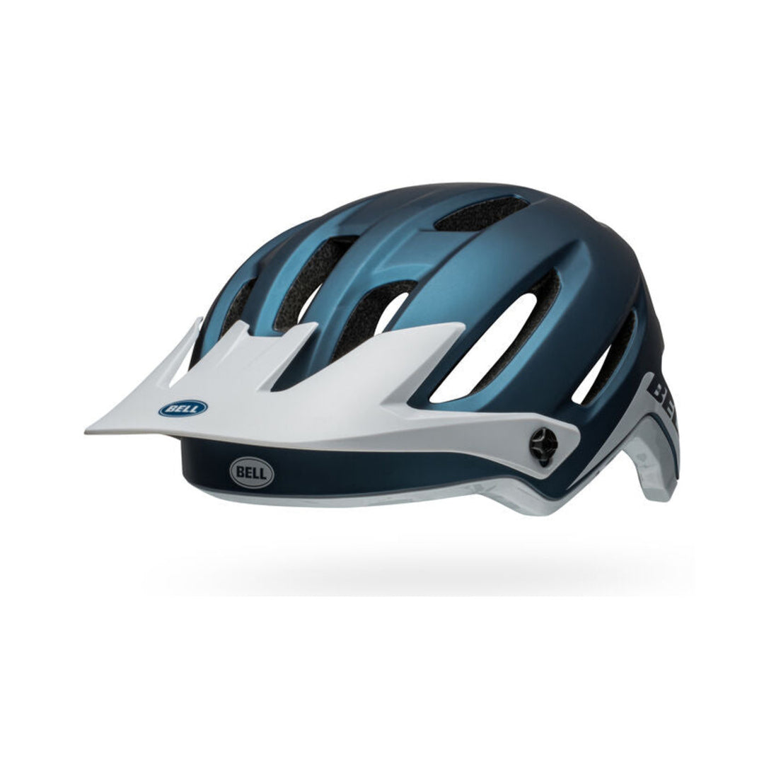 BELL 4FORTY mountain bike helmet in blue/grey — left-facing view