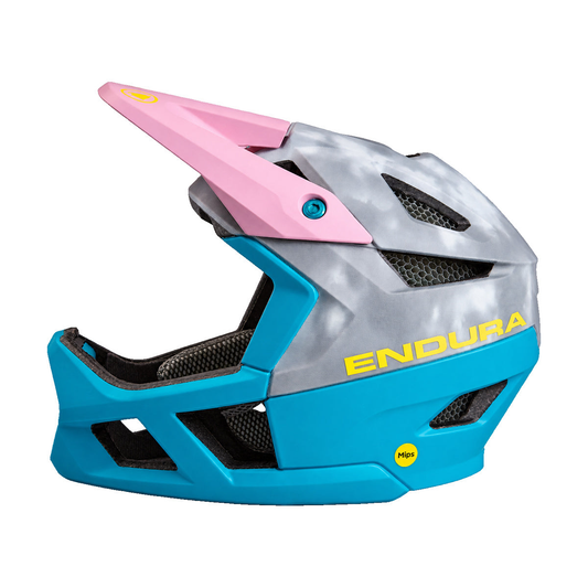 Kask MTB ENDURA MT500 INTEGRAL MIPS szaro-niebieski 2026 — widok pod kątem na białym tle