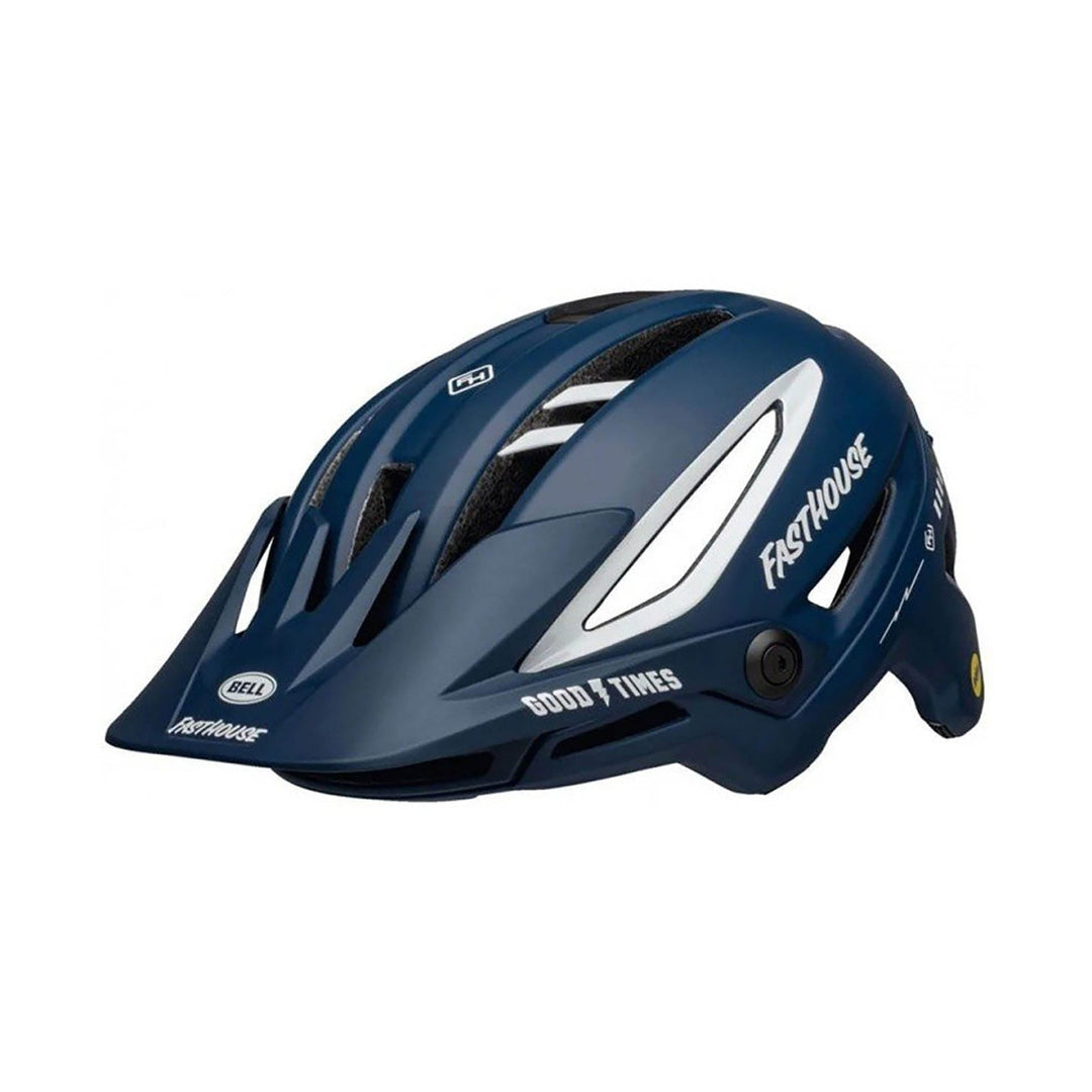 Kask MTB BELL SIXER MIPS FASTHOUSE niebiesko-biały — widok z lewej strony