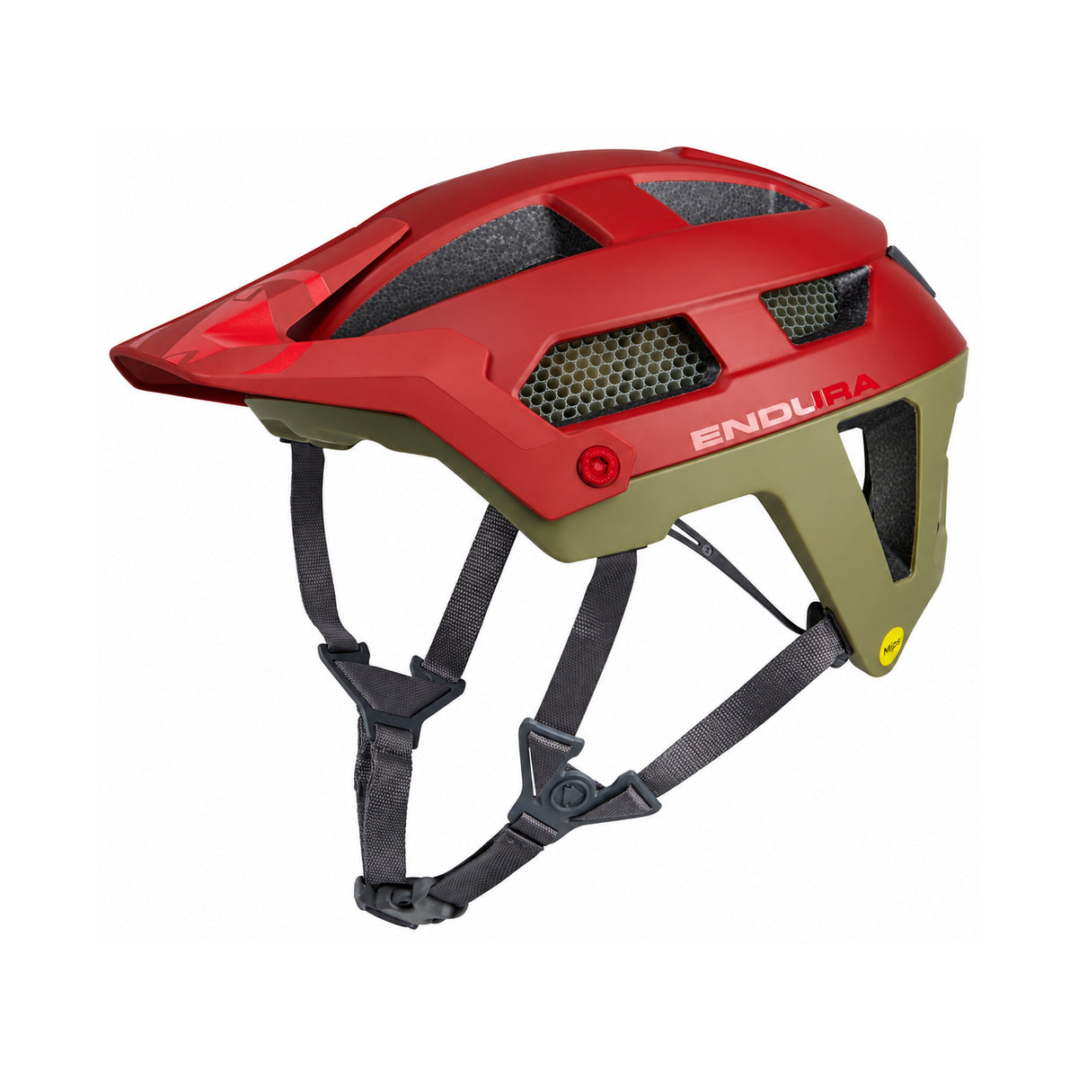 ENDURA SINGLETRACK MIPS -maastopyöräilykypärä, punainen/vihreä — tuotekuva
