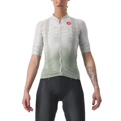 CASTELLI CLIMBER'S 2.0 W naisten lyhythihainen pyöräilypaita, harmaa/vihreä