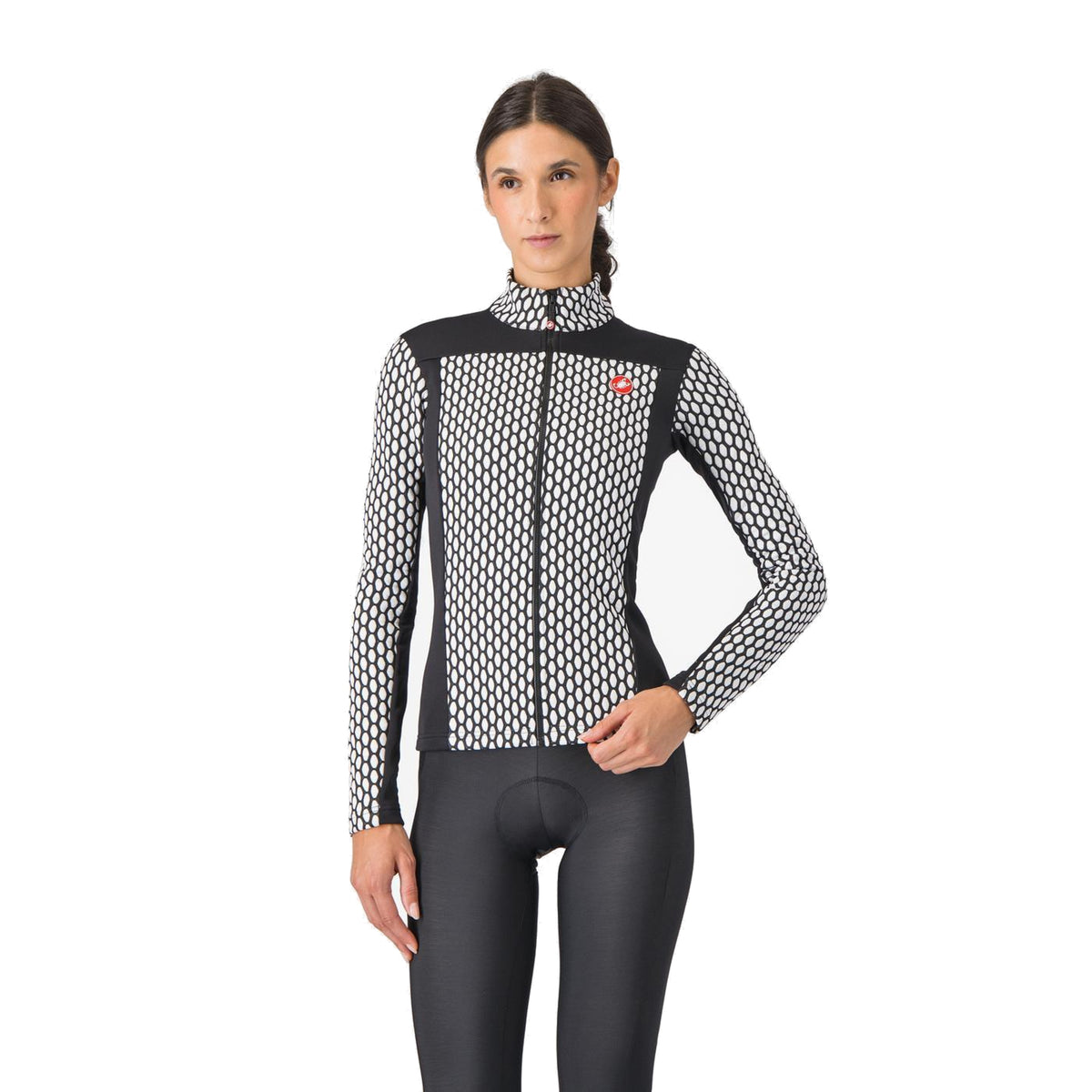 CASTELLI SFIDA 2 Damen-Langarm-Radtrikot in Schwarz/Weiß