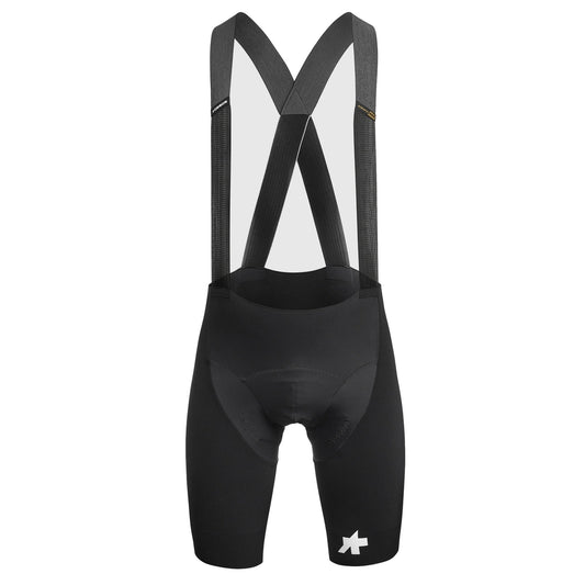 Korte fietsbroek met bretels ASSOS EQUIPE RSR BOLIDE S11, zwart — witte achtergrond, 2000 x 2000