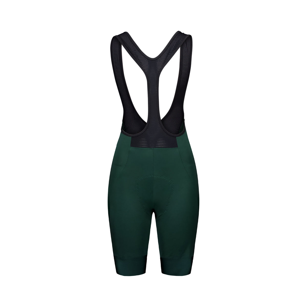 Korte fietsbroek met bretels POC CADENCE voor dames, groen — witte achtergrond, 2000 x 2000