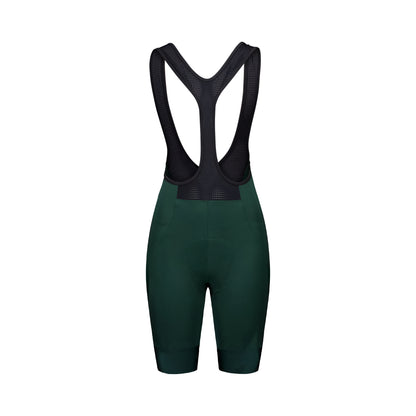 Korte fietsbroek met bretels POC CADENCE voor dames, groen — witte achtergrond, 2000 x 2000