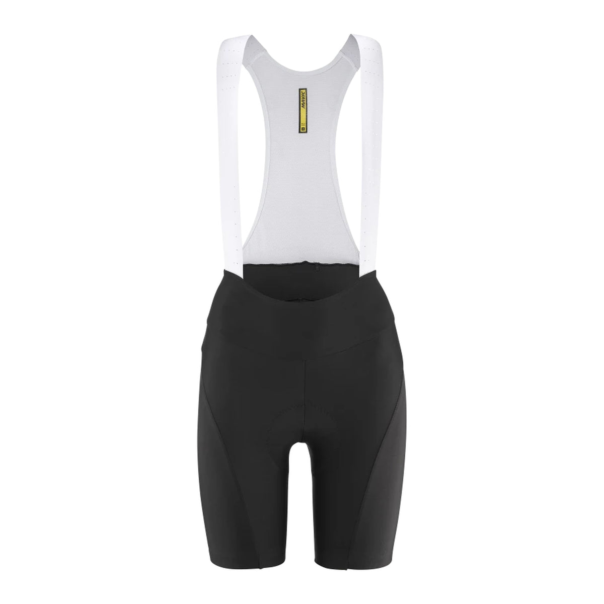Salopette corta da ciclismo MAVIC AKSIUM da donna nera — sfondo bianco, 2000 x 2000