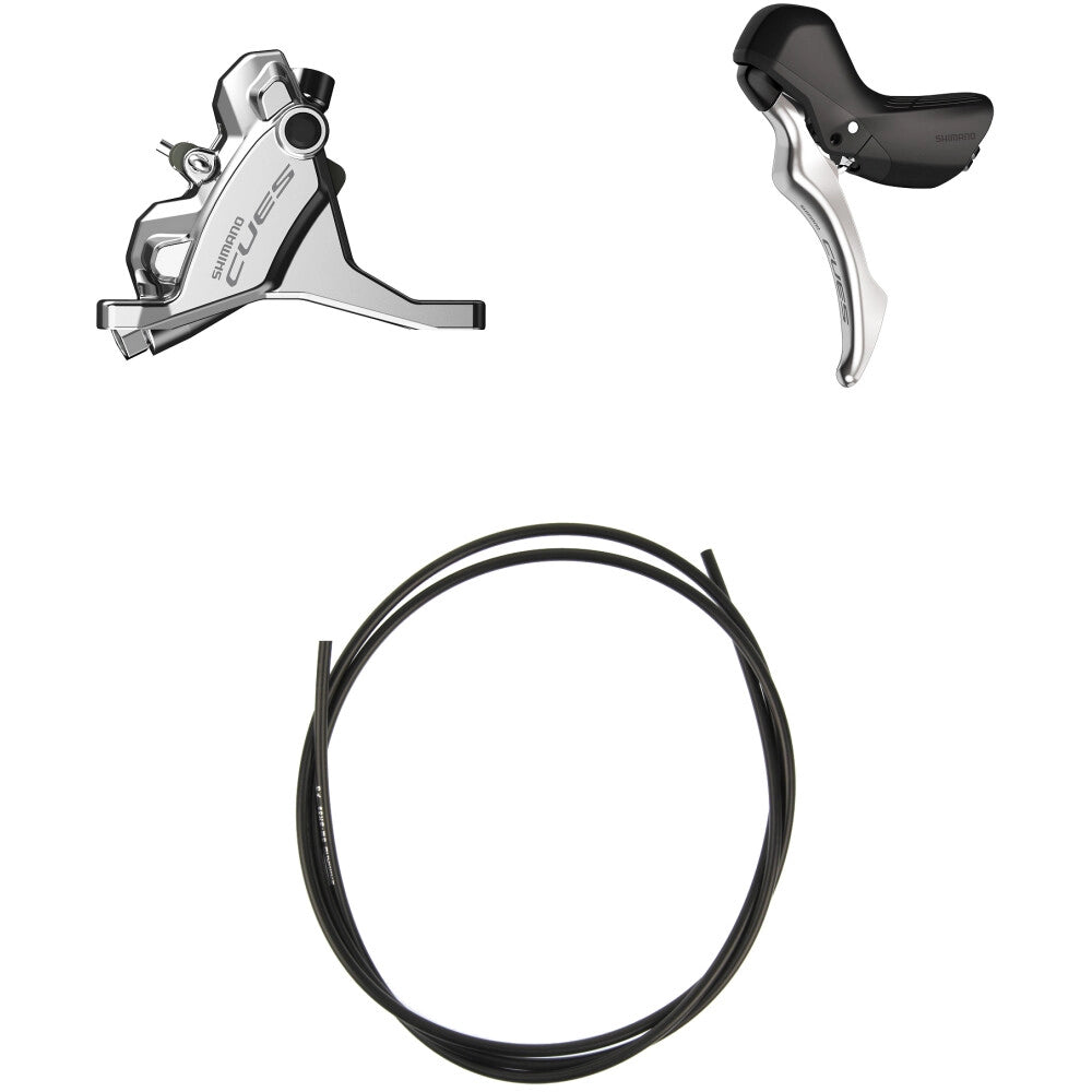 Venstre greb og forreste bremsekaliber SHIMANO CUES U6030 Mono Flatmount Uden skive - Polish Silver Edition