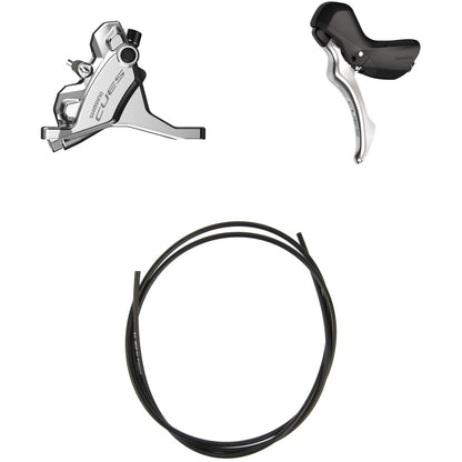 Levá páka a přední třmen SHIMANO CUES U6030 Mono Flatmount bez kotouče - Edice Polish Silver