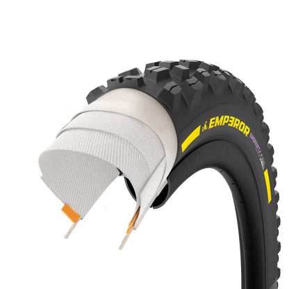 Opona PIRELLI SCORPION EMPEROR 27.5x2.40 Soft DualWall Tubeless Ready, zwijana, czarno-żółta Team Edition