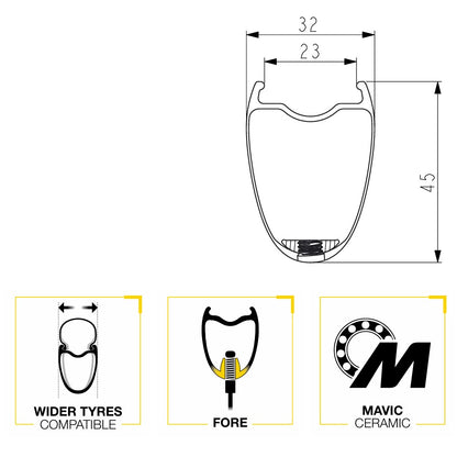 Set obročnikov MAVIC COSMIC SLR 45 Tubeless Ready (Center Lock) Črna/Srebrna