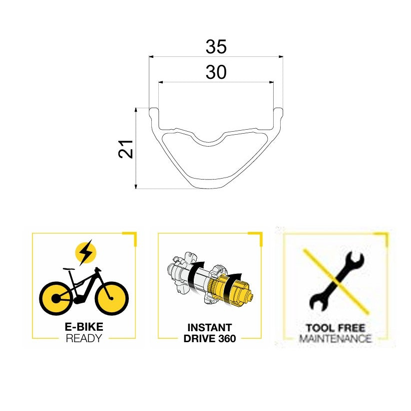 Roue Arrière MAVIC E-CROSSRIDE 1 27.5" 30mm 12x148mm Boost