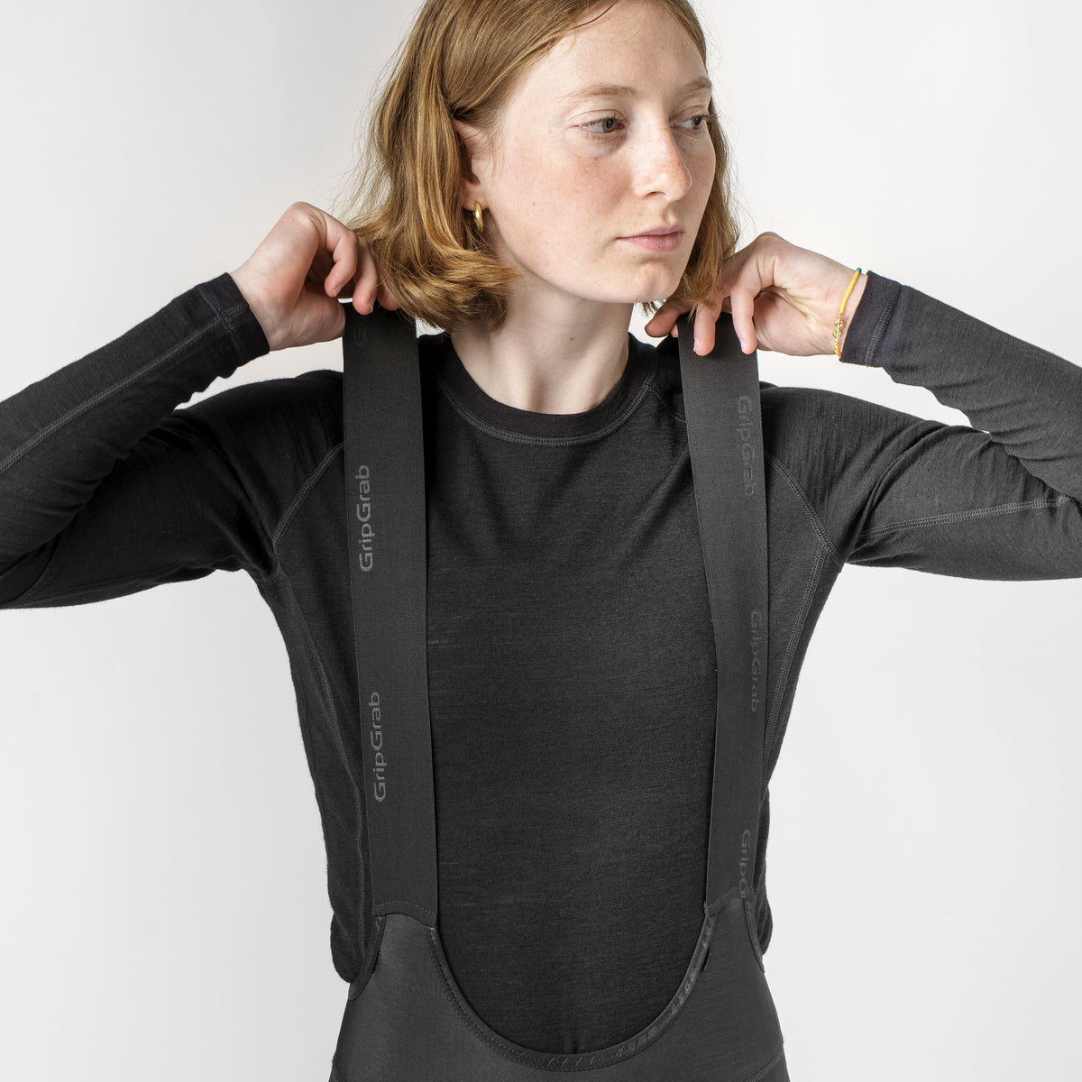 Camiseta interior térmica de manga larga para mujer GRIPGRAB MEZCLA DE MERINO negra