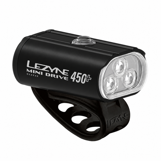 Luce anteriore LEZYNE MINI DRIVE 450+ — vista del prodotto su sfondo bianco