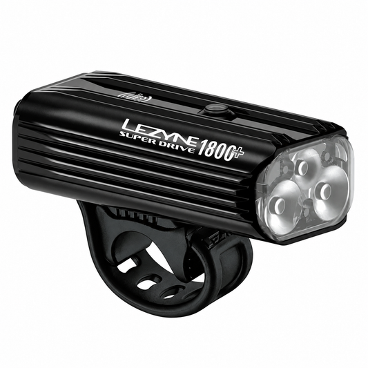 Luce anteriore LEZYNE SUPER DRIVE 1800+ SMART nera — vista del prodotto su sfondo bianco