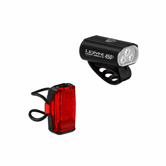 Éclairages Avant et Arrière LEZYNE MINI DRIVE 450+ / KTV+ DRIVE — vue produit sur fond blanc