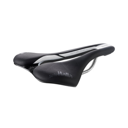 Selim SELLE ITALIA SLR BOOST ENDURANCE SUPERFLOW L com carris Ti316 preto — vista a três quartos