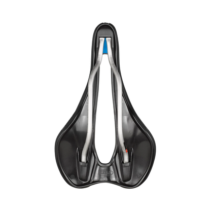 Selim SELLE ITALIA SLR BOOST ENDURANCE SUPERFLOW L com carris Ti316 preto — vista inferior e dos carris Ti316