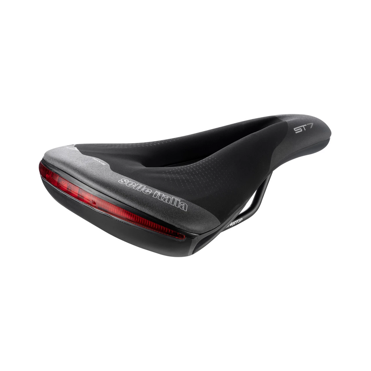 SELLE ITALIA ST 7 VISION SUPERFLOW L saddle with Fec rails in black/grey — three-quarter view
