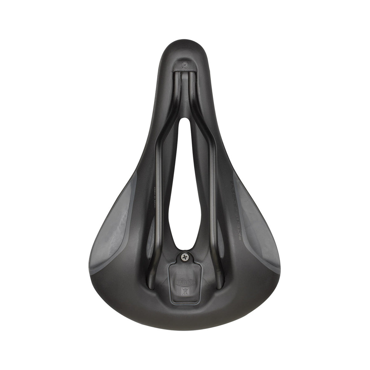 SELLE ITALIA ST 7 VISION SUPERFLOW L saddle with Fec rails in black/grey — underside view