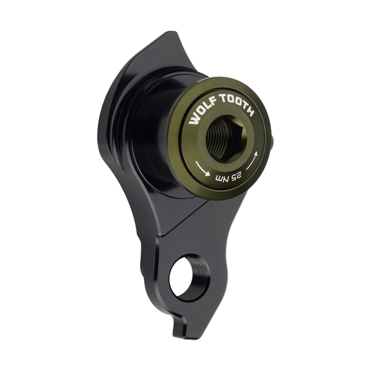 WOLFTOOTH UDH olive derailleur hanger — product on a white background