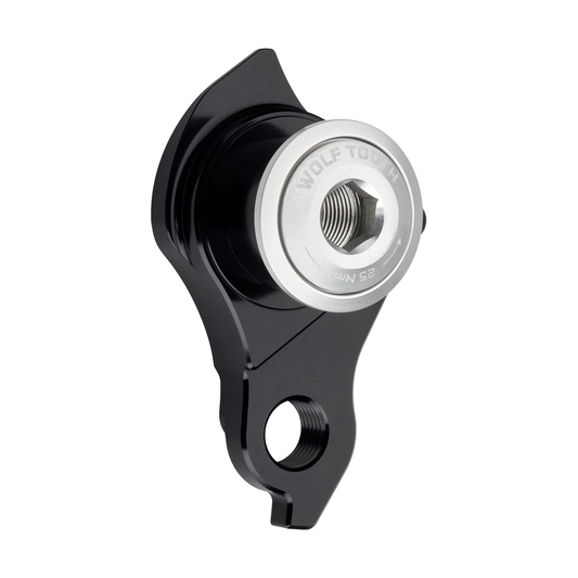 WOLFTOOTH UDH Raw Silver derailleur hanger — product on a white background